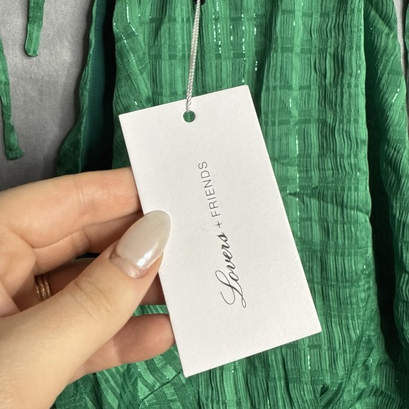 NWT Lovers and Friends Dress Womens M Banks Halter Green Mini Ruffle Holiday NYE - Picture 6 of 7